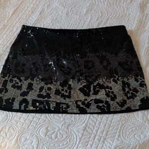 Express Black Sequin Floral Ombre Mini Skirt HOT!